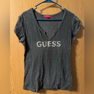 GUESS Gray Women's Top with bedazzled logo